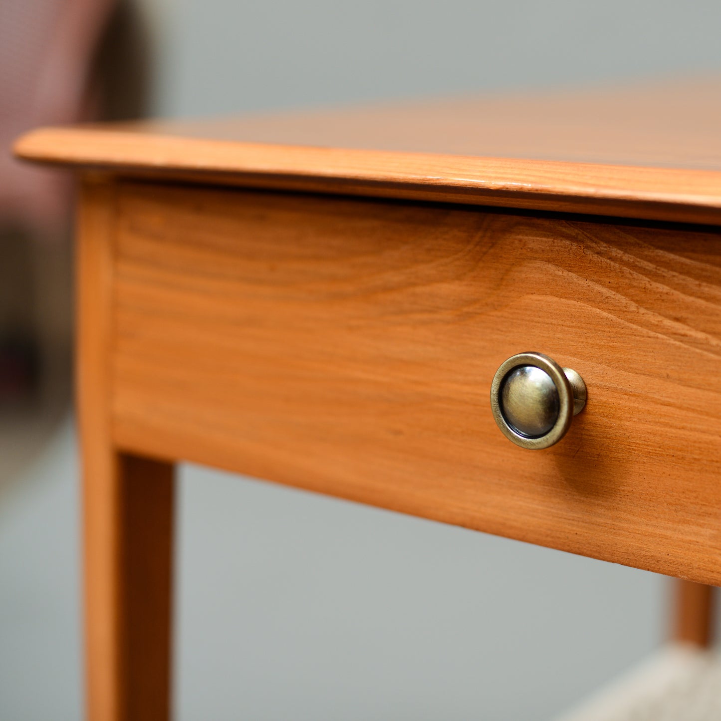 Mid-century Nighstand with Hand-Woven Shelf